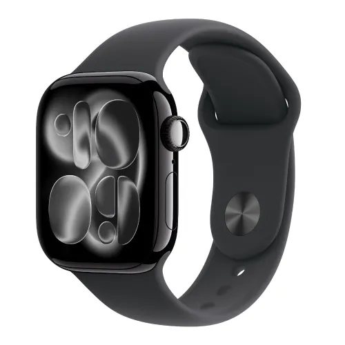 Apple Watch Series 11 GPS + Cellular 46mm Jet Black Aluminium Case with Black Sport Band - M/L